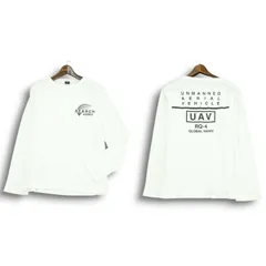 AVIREX アヴィレックス 通年 ミニワッフル★ プリント 長袖 サーマル ロンTシャツ カットソー Sz.M メンズ 白