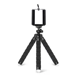 【迅速発送】スマホ 三脚スタンド スマホ三脚 くねくねスタンド 360度回転しiPhone/Android/デジタルカメラ/ビデオカメラ/プロジェクター/自撮り/写真撮影などに対応し ブラックのサムネイル