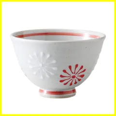 【再入荷】日本製 赤 花一珍 74016 小 飯碗 軽量お茶碗 波佐見焼のサムネイル