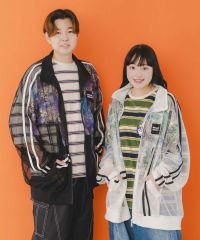 ScoLar Parity（スカラーパリティ）クマ花柄切替 メッシュトラックジャケット　ホワイト、ブラック　351120