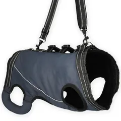 特価商品 MEUMOTTO 犬 ハーネス 胴衣型【ドッグトレーナー推奨】胴衣型ペットハーネス 犬用ハーネス 犬ハーネス 介護ハーネス 小型犬 中型犬 大型犬 歩行補助 老犬 けが バックルで簡単装着 脱着可能ストラップ 反射板付き ネイビー (L)