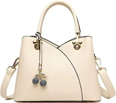 FairyPomu ショルダーバッグ 斜めがけ ハンドバッグ 肩掛け レディース カバン 2way( ベージュ)