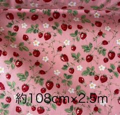 ピンク　いちご　生地　ストロベリー　苺柄　2.5m　Strawberry　綿100％