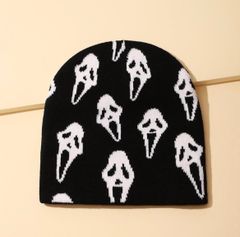 【新入荷】ドクロ　パンク　ニット帽　ビーニー　Y2K 　ユニセックス　ブラック　叫び　黒　秋　冬　スケーター　スケボー　スキー　ダンス　ヒップホップ