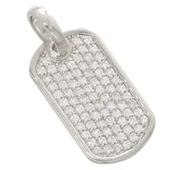 ペンダントトップ メンズ 18金 K18WG ダイヤモンド メンズペンダントトップ ドッグタグ プレート ネックレスヘッド ホワイトゴールド 喜平用 トップ 男性 鑑別書付き【アクセサリーマート/メルカリShops店】