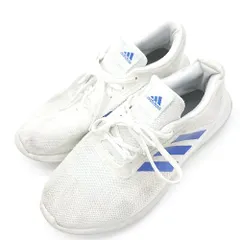 ◇ ⊂ adidas アディダス FX3592 ブランドロゴ ランニングシューズ サイズ25.5 ホワイト ブルー レディース メンズ E  【1502180035098】