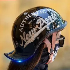 ハーフヘルメット バイクヘルメット軽量人気半キャップ バイクヘルメット アメリカンダックテール ビンテージ バイザー付き 半帽 原付ヘルメット カブ 半ヘルマットブラック toukui14