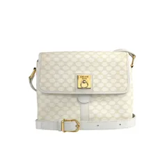 ★CELINE セリーヌ  マカダム ショルダーバッグ ホワイト ガンチーニ PVC フラップ way3zb