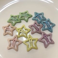 パッチンピン スリーピン ヘアピン 星 スター パステルカラー 5色×2ペア 10個セット D