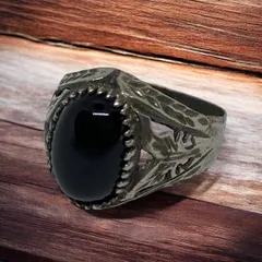 ナバホ オニキス 70s ヴィンテージ ダブルリング 7&11号 刻印あり