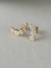 ジュエリー レディース イヤーアクセサリー 1ペア ファッショナブルシンプルS925金メッキ純銀の花のスタッドピアス - ミニマルでバーサタイルな性格のピアス、ウィメンズバレンタイン用