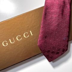 美品 GUCCI グッチ ネクタイ シルク 100% ワインレッド TTGG-68