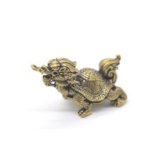 ドラゴンタートル 龍亀 ロングイ ミニチュア 陰陽印 金属製置物 4cm