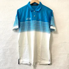 (^w^)b le coq sportif ルコックスポルティフ ハーフボタン 半袖 ポロシャツ 爽やか トップス ゴルフウェア 大人カジュアル 春夏 グラデーション 水色×ホワイト メンズ 男性 サイズLL