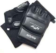 新品 総合格闘技用 オープンフィンガーグローブ 子供用 KWON 大人 ジュニア キッズ 黒 練習用 収納袋付き (ブラック XS)