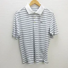 k■ナイキ ゴルフ/NIKE GOLF ボーダー柄 半袖ドライポロシャツ/ゴルフウェア【L】白/MENS■26【中古】