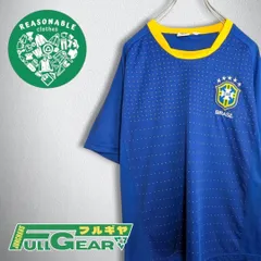 古着　サッカー　ブラジル代表　ゲームシャツ　ブルー　ドット柄　メンズM