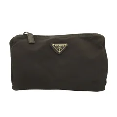 PRADA プラダ トライアングルロゴ ナイロン ポーチ ミニ バッグ 鞄 アクセサリー 化粧ポーチ 三角プレート 黒 ブラック メンズ レディース 古着 中古 USED