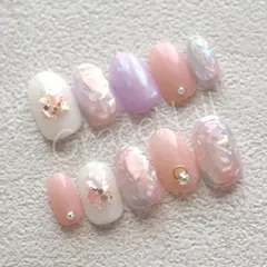 No.2214 現品販売！ネイルチップ　ピンク/ニュアンス/オーロラ