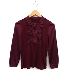 ボディドレッシングデラックス BODY DRESSING Deluxe ブラウス ウール フリル ピンタック 切替 長袖 36 ボルドー /NT28のサムネイル