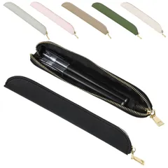 【新着商品】fogman ペンケース スリム PUレザー おしゃれ パステルカラー 可愛い 無地 筆箱 軽量 (ブラック S)