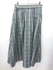 ◇ NATURAL BEAUTY BASIC チェック柄 ロング丈 フレア スカート サイズS ネイビー レディース E  【1406180086695】