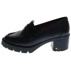 COACH (コーチ) COLLEEN LTR LOAFER Cロゴ ヒール レザー コイン ローファー ローカットシューズ ブラック レディース CC948