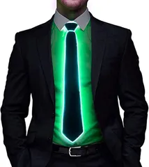 PIENSE 光るネクタイ ライトアップ LED 点灯(グリーン, Free Size)