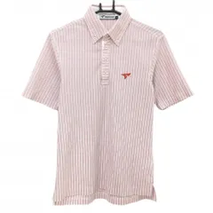 【美品】ツアーステージ 半袖ポロシャツ レッド×黒×白 ボタンダウン ストライプ メンズ M ゴルフウェア TOURSTAGE