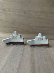 陶器　舟　箸置き　2個　粉引き　白マット　ベージュ