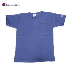 Champion T1011 Heavy Weight T-shirts 半袖 Tシャツ チャンピオン トップス ポケットTシャツ USED【チャンピオン 半袖Tシャツ ワンポイント USA ヘビーウェイト tシャツ ブルー カットソー ユーズド】