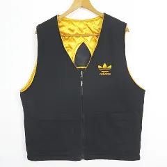 【希少】90sアディダスナイロンベストパフォーマンス刺繍ロゴドローコードテック 90s adidas Logo Nylon Pullover Jacket 黒 XL アディダス