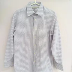 [ELLE HOMME]エルオム ワイシャツ ストライプ 古着 サイズL 紫 白（い-64  ，サ）