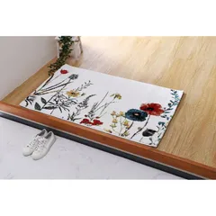 イケヒコ マット 玄関 屋内 屋外 輸入 ボタニカル アイボリー 約60×90cm 長方形 トルコ製 ウィルトン織り 花柄 ボタニカル 上品 抗菌防臭 丈夫 ＃1311610141801 1のサムネイル