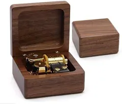 ミニ木製オルゴール 18 Note Wind Up Music box 木製音楽ボックス 金メッキのムーブメント搭載 (クルミ, 君の名は)