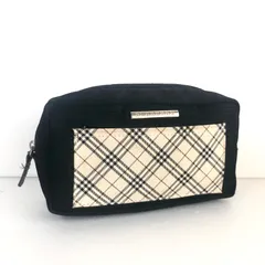 BURBERRY  バーバリー　ポーチ　ノバチェック ベージュ×ブラック　シルバー金具　キャンバス　ロゴ金具