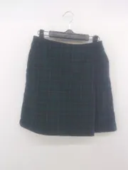 ◇ LOWRYS FARM ローリーズファーム チェック ミニ 台形 スカート サイズL グリーン ネイビー レディース P  【1302070003219】