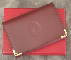 超美品✨【Cartier カルティエ Must マストライン 名刺入れ】ボルドー / 高級レザー / 上品な佇まい✨