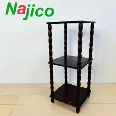 【NAJIKO】コマ付き3段木製アンティークシェルフ Yahoo!オークション -「ナジコ」(飾り棚) (棚、キャビネット)の