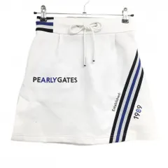 パーリーゲイツ スカート 白×ネイビー×ブルー 一部斜めストライプ  レディース 0(S) ゴルフウェア 2024年モデル PEARLY GATES
