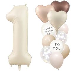 Iysoll 数字 バルーン 大きい 誕生日 飾り付け 風船 くすみカラー ナンバーバルーン バースデー バルーン おしゃれ １歳 誕生日お祝い 記念日サプライズ（数字1） 0