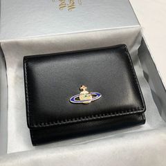 美品 未使用　Vivienne Westwood ヴィヴィアンウエストウッド 財布  カード入れ　レザー　小銭入れ　気質 レディース　可愛いウォレット　金入れ　折りたたみ財布　13124　ブラック　柔らかいシープスキン素材　三つ折りたたみ財布