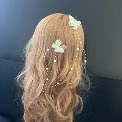 hb1　髪飾り 卒業式 成人式 結婚式 入学式 発表会 蝶　パール　ちょうちょ