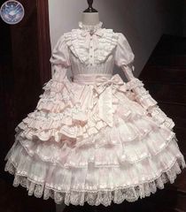 即納】ロリータ 姫袖ワンピース ピンク 甘ロリ 姫系 豪華 フリル