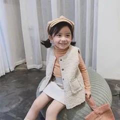 huahhuah 韓国子供服　もこもこベスト　女の子　90 100のサムネイル
