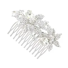 髪飾り 成人式 振袖 前撮り 袴 花 かんざし シルバー コーム キラキラ ラインストーン リボン おしゃれ かわいい 洋装 日本製 No.10-2871