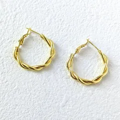 ゴールド ステンレス フープ リング ピアス ネックレス アクセサリー ツイスト