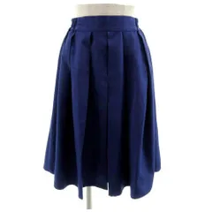 ショコラフィネローブ chocol raffine robe スカート フレア タック ミディ丈 ウエストゴム ブルー系 青系 F