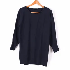 アーバンリサーチ ニット セーター 長袖 ロング丈 ウール混 無地 トップス レディース Fサイズ ネイビー URBAN RESEARCH 【中古】