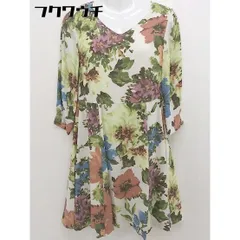 ◇ fredy emue 花柄 Vネック ノーカラー 七分袖 ミニ ワンピース サイズ 36 ホワイト ブラウン マルチ レディース  【中古】 【1110280007640】のサムネイル